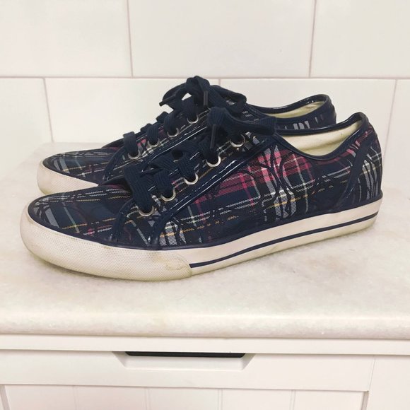 COACH Dee Blue Plaid Sneakers - Picture 5 of 10